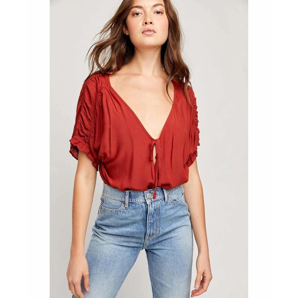 Free People Cleo Bodysuit Lovebird Women Red Size XS
